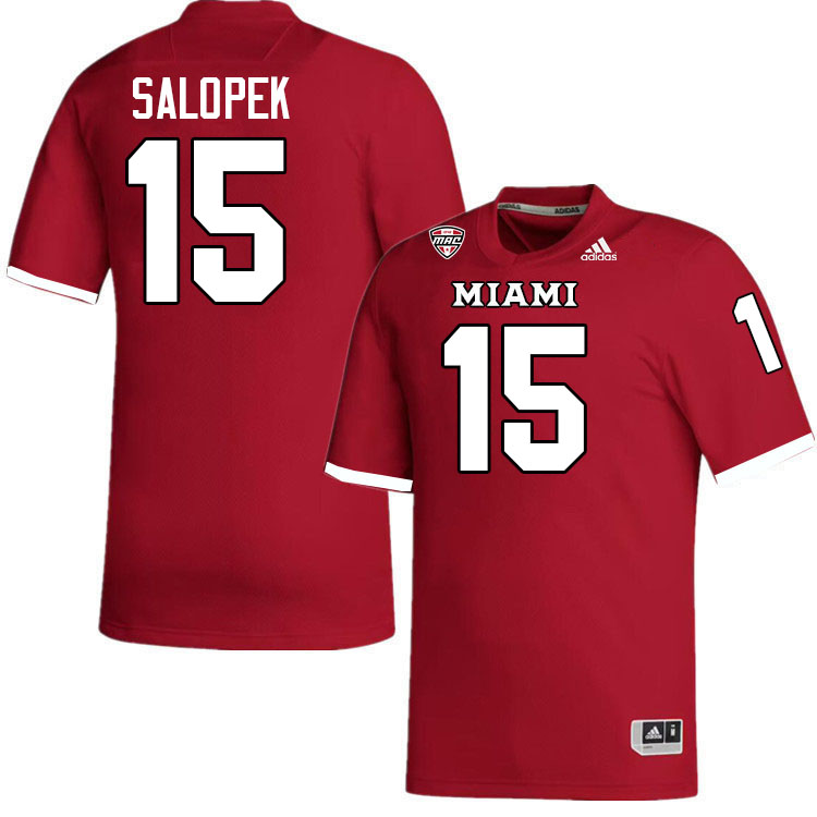 Miami University Redhawks #15 Matt Salopek College Football Jerseys Stitched-Red